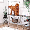 Miniatyrbillede 2 af 10: Trimmebord, Dyreplejebord, Striglebord Med Underkurv Til Hunde, Højdejusterbart, Foldbart, Rustfrit Stål, Metal, Sort, 107 X 60 X 170 Cm