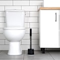 Miniatyrbillede 7 af 11: Silikone toiletbørste med stativ og væskedispenser sort 40 cm