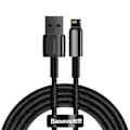 Miniatyrbillede 1 af 9: Stærkt flettet kabel USB Iphone Lightning 2,4 A 2 m sort