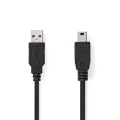 Pikkukuva 1 / 3: USB kaapeli | USB 2.0 | USB-A Uros | USB Mini-B 5 pin Uros | 480 Mbps | Niklattu | 3.00 m | Pyöreä | PVC | Musta | Label