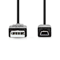 Pikkukuva 2 / 3: USB kaapeli | USB 2.0 | USB-A Uros | USB Mini-B 5 pin Uros | 480 Mbps | Niklattu | 1.00 m | Pyöreä | PVC | Musta | Label