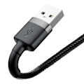 Miniatyrbillede 3 af 9: Holdbart flettet kabel til iPhone USB - Lightning QC3.0 2.4A 1m sort-grå