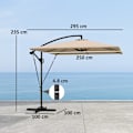 Miniatyrbild 4 av 10: Fribärande paraply Ø260 cm parasoll med UV-skydd 50+ vattenavvisande vevparaply med stativ, lock, vev, vindlås, marknadsparaply fällbart trädgårdspara