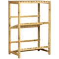 Pikkukuva 1 / 10: Wine Rack Pulloteline, Viiniteline, 2 Kallistettua Hyllyä, Pysyvä Hylly Patiolle Ja Puutarhaan, Natural, 74X45X111 Cm