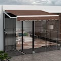 Pikkukuva 4 / 5: 3 x 2,5 m kokoontaitettava varsi markiisi aurinkoteltta parveke markiisi patio markiisikiinnike markiisi ruskea