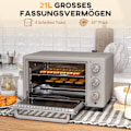 Miniatyrbillede 5 af 10: lille ovn 21L, 100°C-230°C, 1 times timer, med 3 tilberedningstilstande, rist, bageplade, rustfrit stål, 46L x 38,5W x 29H cm, sølv
