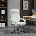 Miniatyrbillede 3 af 10: Kontorstol Skrivebordsstol Drejestol Ergonomisk Med Vippefunktion Højdejusterbar Diamantmønster Hvid 66X69X121 Cm