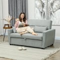 Miniatyrbillede 3 af 10: Sovesofa, 2-personers sofa med sovefunktion, justerbart ryglæn, sofa med hynder, fløjlslook, sovesofa med sengeboks til stue, gæsteværelse, lysegrå