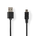 Miniatyrbillede 1 af 3: USB-kabel | USB 2.0 | USB-A Han | Mini 5-Pin Han | 480 Mbps | Nikkelplateret | 2.00 m | Runde | PVC | Sort | Label