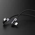 Miniatyrbillede 2 af 9: Vinklet kabel med side USB-C til USB-C Quick Charge stik 1m - grå