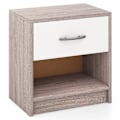Miniatyrbillede 2 af 5: Sengebord med skuffe Lille sidebord med åbent rum 38,5 x 28 x 40,5 cm lysegrå + hvid