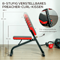 Pikkukuva 7 / 10: Painopenkki, Monipuolinen Fitness Penkki, Säädettävä, Taitettava muotoilu, Hauiskiharat, Tanko, Teräs, 120kg asti, 103 x 65 x 67-98cm, Musta