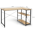 Miniatyrbillede 2 af 5: L-formet skrivebord hjørne computerbord med opbevaringsrum kontorbord 120 x 88 x 74,5 cm natur