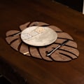 Miniatyrbillede 2 af 6: Bordmåttesæt af træ (6 stykker) Monstera - Wenge