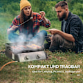 Miniatyrbillede 7 af 10: Bordgrill Gasgrill Bbq Med 2 Brændere, Bordgasgrill Med Slange, Non-Stick Grillplade, Campinggrill, Rustfrit Stål + Metal, Sølv