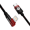 Pikkukuva 2 / 9: Kulmikas virransyöttökaapeli sivuilla USB-C-liittimellä Iphone Lightning 1m 20W punainen