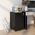 Pikkukuva 3 / 7: Rolling Container Arkistokaappi, 2 Laatikkoa, Lukittava, Pyörillä, Teräs, Musta, 37X43,5X67,5Cm