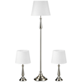 Pikkukuva 1 / 10: Lamppusarja, 3 Kpl Vintage-Design, 2 Pöytälamppua Ja 1 Lattiavalaisin, E27-Jalusta, Olohuoneeseen, Kerma