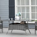 Miniatyrbillede 3 af 10: Havebord Glasbord Polyrattan Sikkerhedsglas Grå Sort 150X85X74Cm