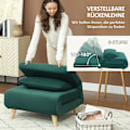 Miniatyrbillede 6 af 10: Sovestol, klapstol med sengefunktion, pyntepuder, klapstol med justerbart ryglæn i fløjlslook, til stue, mørkegrøn |