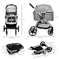 Pikkukuva 4 / 10: Dog Buggy 2-In-1 Kokoontaitettavat Jarrut Mesh Window Turvahihnat Vaaleanharmaa 15Kg Asti