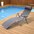 Miniatyrbillede 9 af 10: Garden Lounger Liggestol Solseng Foldbar Justerbar Med Pude Havegrå Metal + Stof Grå 137 X 63,5 X 100,5 Cm