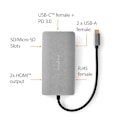 Pikkukuva 8 / 8: USB N Moniporttisovitin | USB 3.2 Gen 1 | USB-C™ Uros | Micro SD / RJ45 Naaras / SD / USB-C™ Naaras / 2x HDMI™ / 2x USB-A Naaras | 5 Gbps | 0.20 m | P