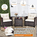 Miniatyrbillede 2 af 5: 3 STK. Polyrattan loungesæt havemøbler rattan siddegruppe med sædehynder og sofabord beige