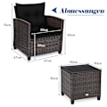 Miniatyrbillede 3 af 5: 3 STK. Havemøbelsæt i rattan, altanmøbler, havelounge med sædehynder og sofabord, sort