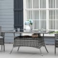 Miniatyrbillede 2 af 10: Havebord Glasbord Polyrattan Sikkerhedsglas Grå Sort 150X85X74Cm