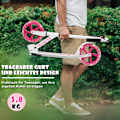 Miniatyrbillede 3 af 5: Scooter scooter sammenfoldelig sparkescooter højdejusterbar 100 kg lastekapacitet sparkescooter med 2 LED hjul pink