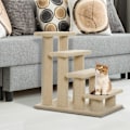 Miniatyrbild 2 av 10: Djurtrappa Hundar Katter 4-Stegs Plysch Beige 63,5X43X60Cm