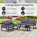 Miniatyrbillede 5 af 9: 4-Delt Havemøbelsæt, Siddegruppe, Sofa Med Sædehynder, Bord Med Opbevaringsplads, Polyester, Grå, 138 X 69 X 63 Cm