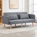 Pikkukuva 3 / 10: 3-istuttava sohva nukkumistoiminnolla, 170x83x80cm, 3-portaisesti säädettävä selkänoja ja jalat, aaltojouset, tyynyt, pellava look, harmaa