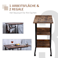 Miniatyrbillede 6 af 10: Sidebord med hjul Højdejusterbart sofabord, 2 hylder, metal, sort, 80x40x72-82 cm