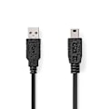 Miniatyrbild 1 av 3: USB-kabel | USB 2.0 | USB-A Hane | USB Mini-B 5 pin Hane | 480 Mbps | Nickelplaterad | 1.00 m | Rund | PVC | Svart | Låda