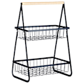 Miniatyrbillede 3 af 8: Frugtkurv metal sort 2-lags