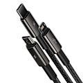 Miniatyrbillede 2 af 9: 3i1 USB kabel USB-C Iphone Lightning microUSB 3,5 A 1,5 m sort