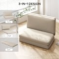 Miniatyrbillede 5 af 10: Gulvsofa 3-i-1 sammenfoldelig sovesofa med fløjlslook, polstret sovesofa kan holde op til 240 kg til soveværelse, stue, beige