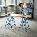 Miniatyrbillede 2 af 10: 2 X Stilladsbuk, Foldebuk, Højdejusterbar Op Til 200 Kg, Stål, Blå, 68X58X80-130Cm