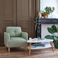 Pikkukuva 7 / 10: Moderni sohvapöytä, hylly, puiset jalat, ModernHome valkoinen