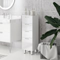 Miniatyrbillede 3 af 10: Smalt badeværelsesskab, toiletskab med justerbar hylde, 3 skuffer, badeværelsesskab til små rum badeværelse, stue 30 x 30 x 93 cm hvid |