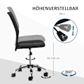 Miniatyrbillede 6 af 10: Kontorstol Ergonomisk, Højdejusterbar Skrivebordsstol, 360° Med Åndbart Ryglæn, Bæreevne Op Til 100 Kg, Sort
