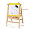 Miniatyrbillede 3 af 5: 3 i 1 børnetavle foldbar højdejusterbar træplade til børn 50,5 x 53,5 x 79-104 cm natur + gul