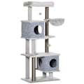 Miniatyrbillede 1 af 10: Kradsestolpe 142H Cm Kattetræ Med Kattehuler & Platforme, Sisal-Søjle, Kattelegetøj, Anti-Tip, Grå