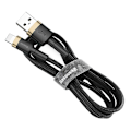 Pikkukuva 1 / 9: Kestävä joustava kaapeli USB-kaapeli Iphone Lightning QC3.0 1.5A 2M musta ja kulta
