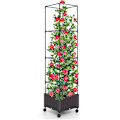 Miniatyrbillede 1 af 5: Trellis med blomsterkasse på hjul Højdejusterbar haveobelisk 40 x 40 x 170 cm
