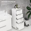 Miniatyrbillede 5 af 10: Smalt badeværelsesskab, toiletskab med justerbar hylde, 3 skuffer, badeværelsesskab til små rum badeværelse, stue 30 x 30 x 93 cm hvid |