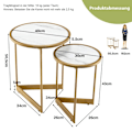 Miniatyrbillede 2 af 5: Sæt med 2 Marble Look sofaborde med guld metalben Moderne sidebord