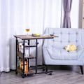 Miniatyrbillede 3 af 10: Sidebord med hjul Højdejusterbart sofabord, 2 hylder, metal, sort, 80x40x72-82 cm